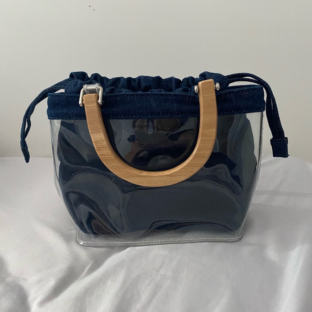 3/$25 Small transparent/denim bag